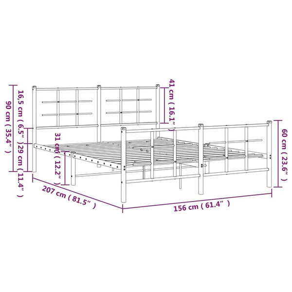  Metal Bed Frame without Mattress with Footboard Black 59.1"x78.7 A949-355581