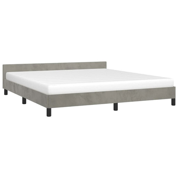 Bed Frame without Mattress Light Gray King Velvet A949-347609
