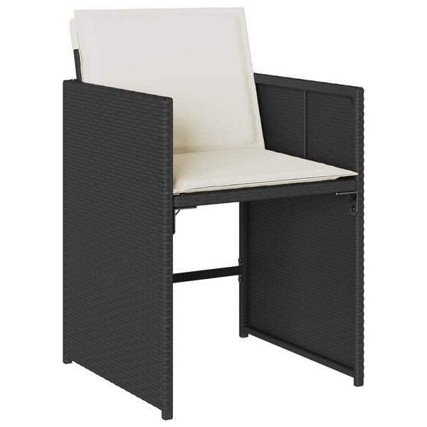9 Piece Patio Dining Set with Cushions Black Poly Rattan A949-3277961