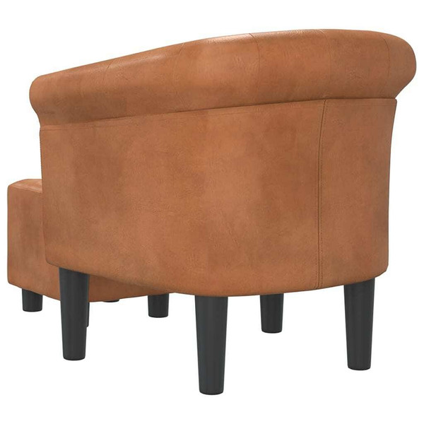 Tub Chair with Footstool Brown Faux Leather A949-356501
