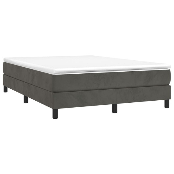Box Spring Bed Frame Dark Gray Queen Velvet (US Only) A949-3120806