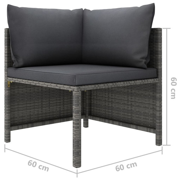 2-Seater Patio Sofa with Cushions Gray Poly Rattan A949-313498