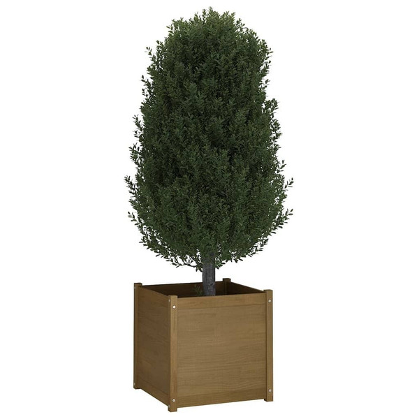 Garden Planter Honey Brown 23.6"x23.6"x23.6" Solid Wood Pine A949-810564