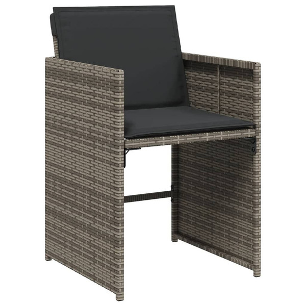9 Piece Patio Dining Set with Cushions Gray Poly Rattan A949-3277969