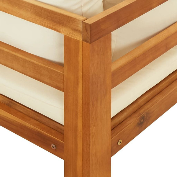 Sun Lounger with 1 Armrest Cream White Solid Acacia Wood A949-316313