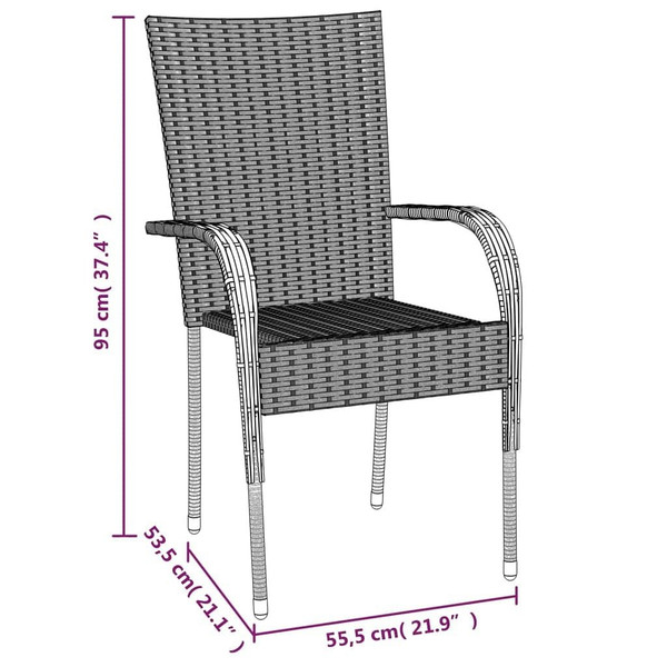 5 Piece Patio Dining Set Black Poly Rattan A949-3156656