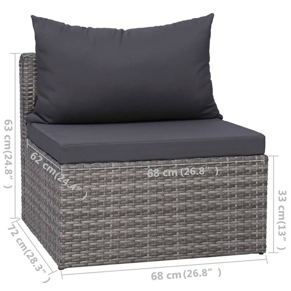 5 Piece Patio Sofa Set with Cushions & Pillows Poly Rattan Gray A949-44160