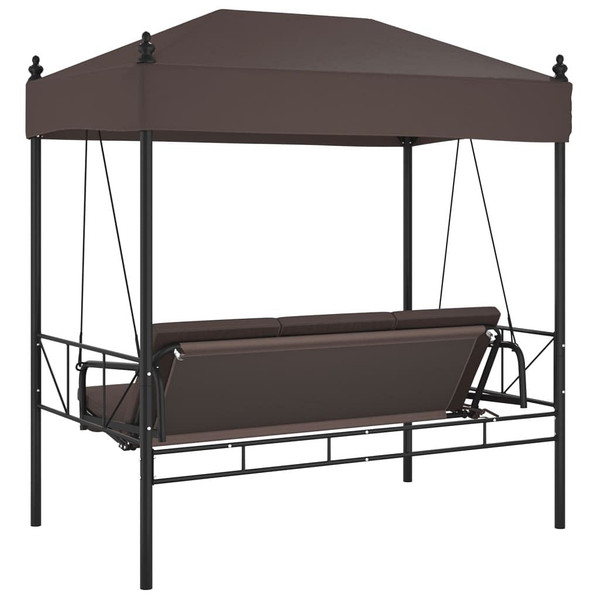 Patio Swing Bench with Canopy Coffee Brown?&nbsp;Steel A949-4008900