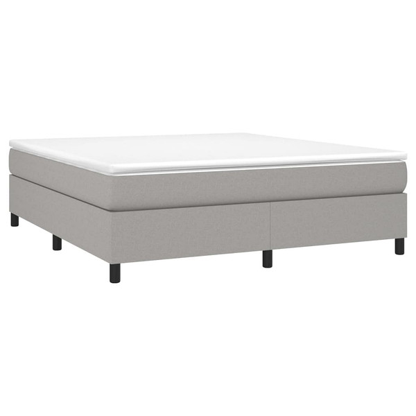 Box Spring Bed Frame Light Gray King Fabric (US Only) A949-3120906