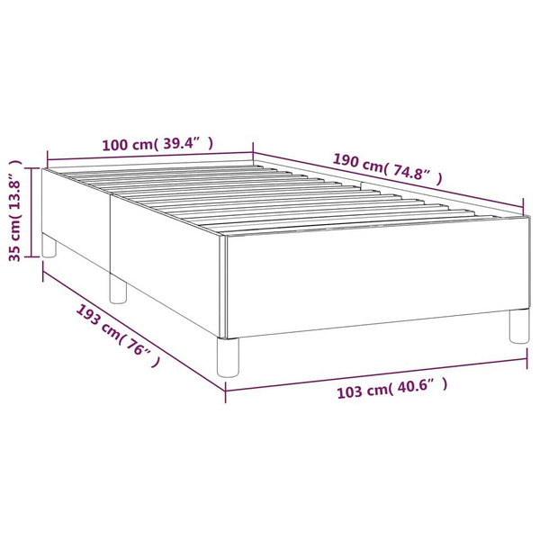 Bed Frame without Mattress Dark Gray 39.4"x74.8" Twin Fabric A949-347099