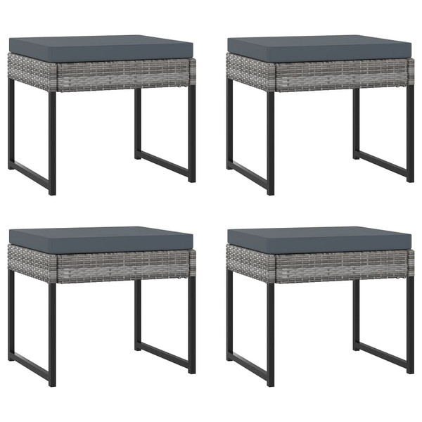 11 Piece Patio Dining Set with Cushions Poly Rattan Gray A949-313101