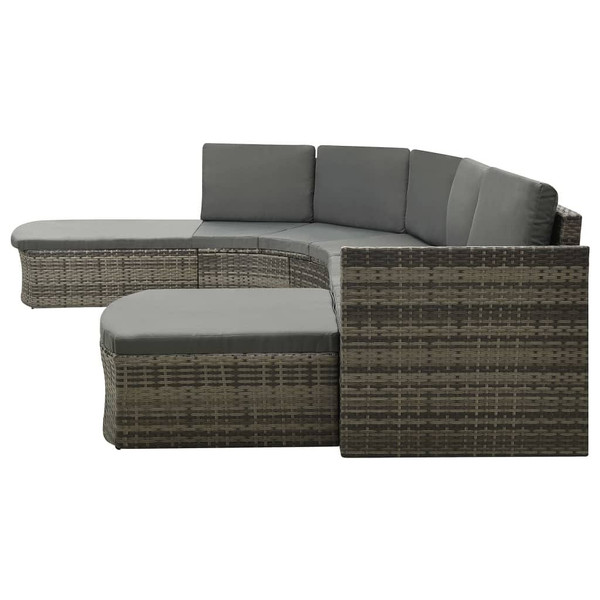 4 Piece Patio Lounge Set with Cushions Poly Rattan Gray A949-312176