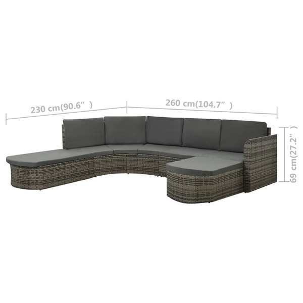 4 Piece Patio Lounge Set with Cushions Poly Rattan Gray A949-312176