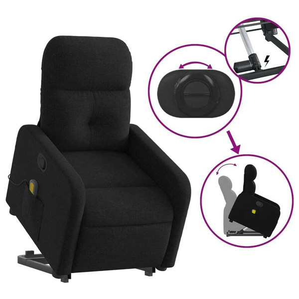 Stand up Massage Recliner Chair Black Fabric A949-3206947