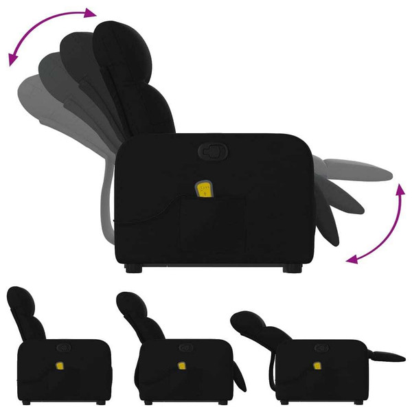 Stand up Massage Recliner Chair Black Fabric A949-3206947