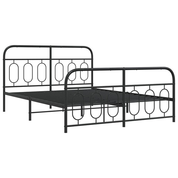  Metal Bed Frame without Mattress with Footboard Black 59.1"x78.7 A949-377137