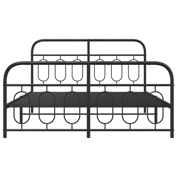  Metal Bed Frame without Mattress with Footboard Black 59.1"x78.7 A949-377137