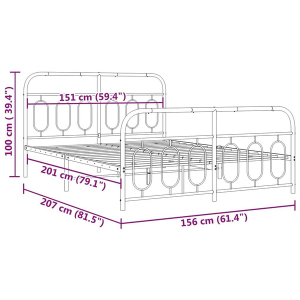  Metal Bed Frame without Mattress with Footboard Black 59.1"x78.7 A949-377137