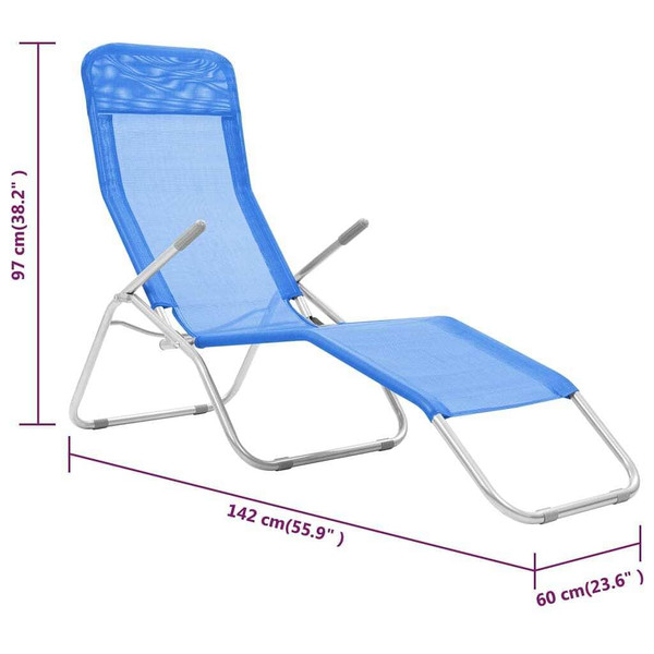Folding Sun Loungers 2 pcs Textilene Blue A949-44337