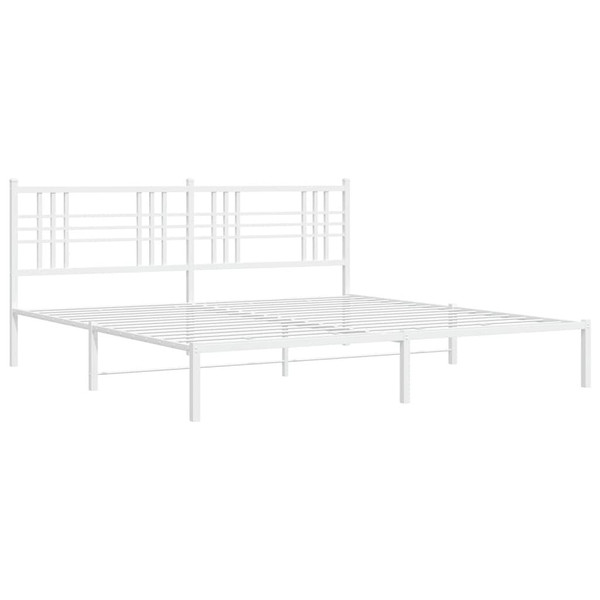 Metal Bed Frame without Mattress with Headboard White 76"x79.9 A949-376379