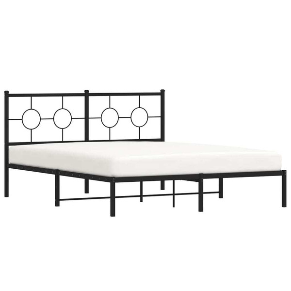  Metal Bed Frame without Mattress with Headboard Black 59.1"x78.7 A949-376228