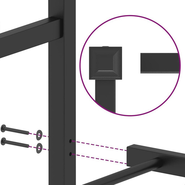  Metal Bed Frame without Mattress with Headboard Black 59.1"x78.7 A949-376228