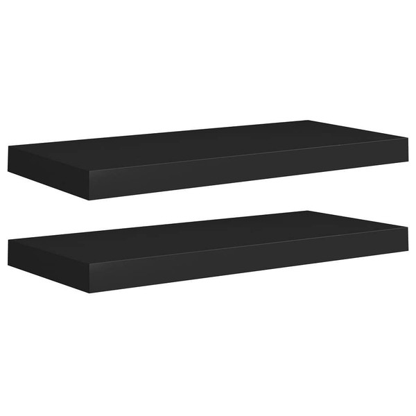  Floating Wall Shelves 2 pcs Black 23.6"x9.3"x1.5" MDF A949-323833