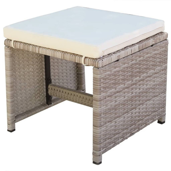 5 Piece Patio Dining Set with Cushions Poly Rattan Beige A949-42555