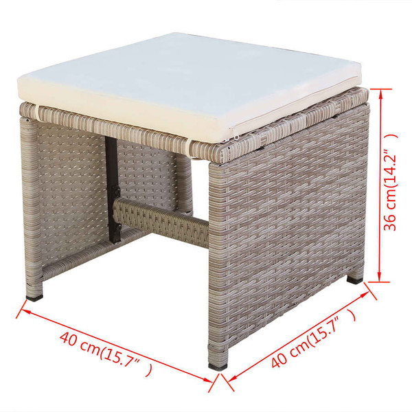 5 Piece Patio Dining Set with Cushions Poly Rattan Beige A949-42555