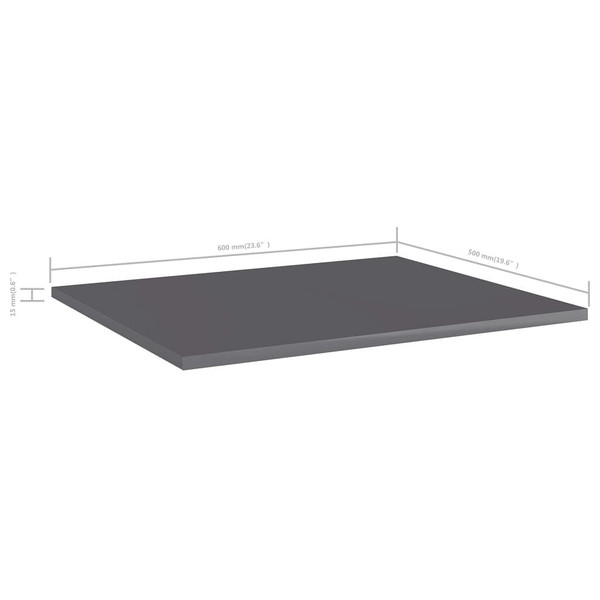 Bookshelf Boards 8 pcs High Gloss Gray 23.6"x19.7"x0.6" Engineered Wood A949-805281