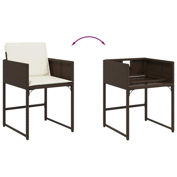 11 Piece Patio Dining Set with Cushions Brown Poly Rattan A949-3278096