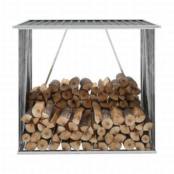 Garden Log Storage Shed Galvanized Steel 64.2"x32.7"x60.6" Anthracite A949-47091