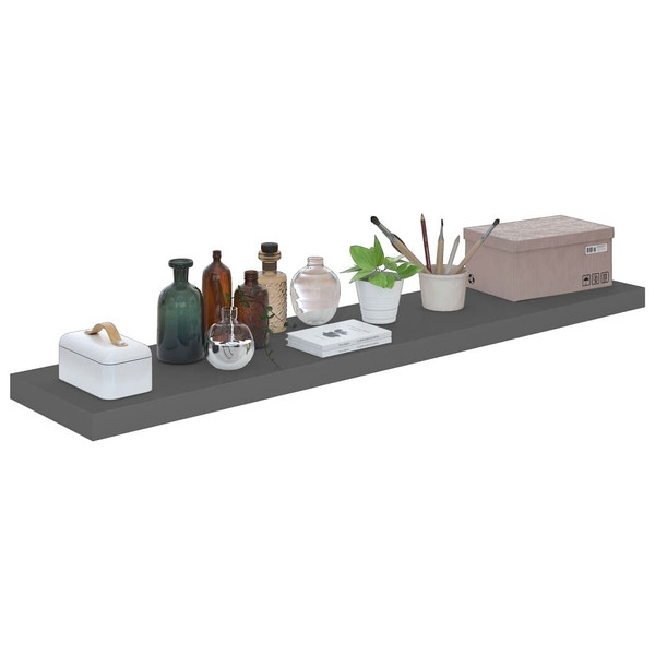 Floating Wall Shelves 2 pcs High Gloss Gray 47.2"x9.3"x1.5" MDF A949-323800