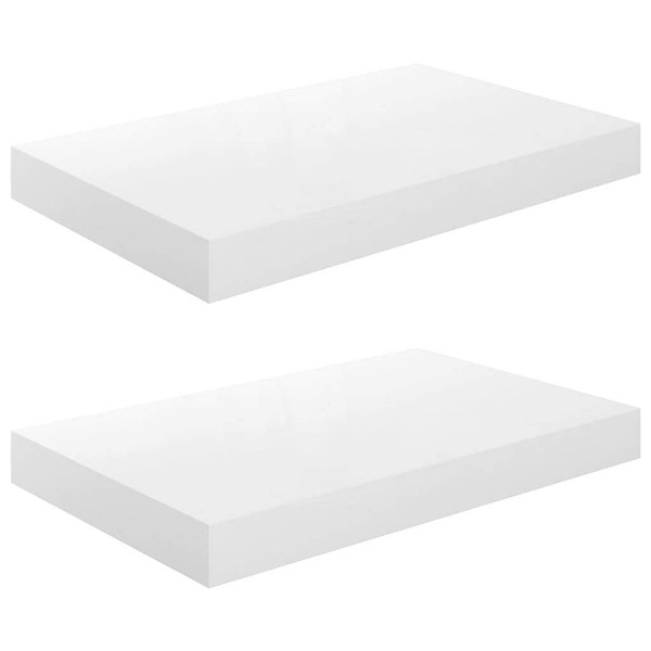 Floating Wall Shelves 2 pcs High Gloss White 15.7"x9.1"x1.5" MDF A949-323743