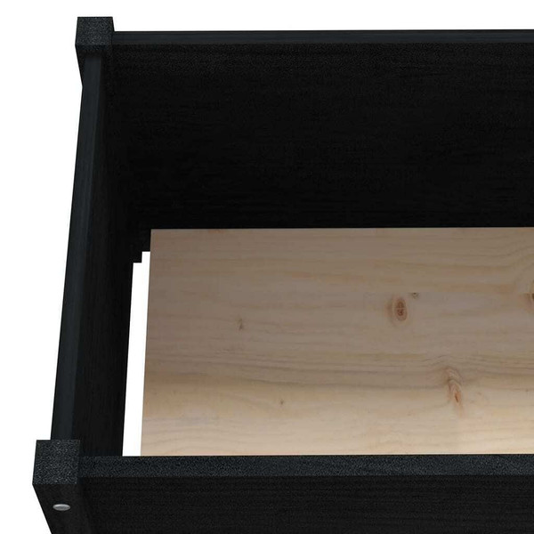 Garden Planters 2 pcs Black 78.7"x12.2"x12.2" Solid Wood Pine A949-810768