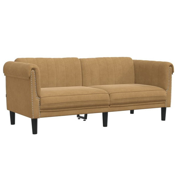 Sofa 2-Seater Brown Faux Suede Leather A949-372584