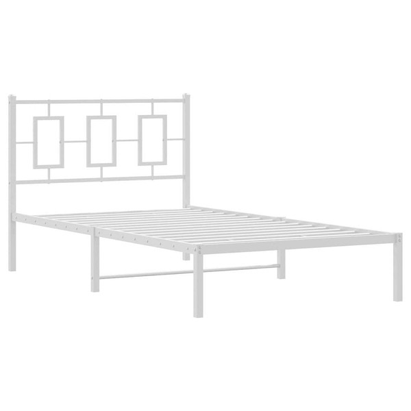 Metal Bed Frame without Mattress with Headboard White 39.4"x78.7 A949-374285