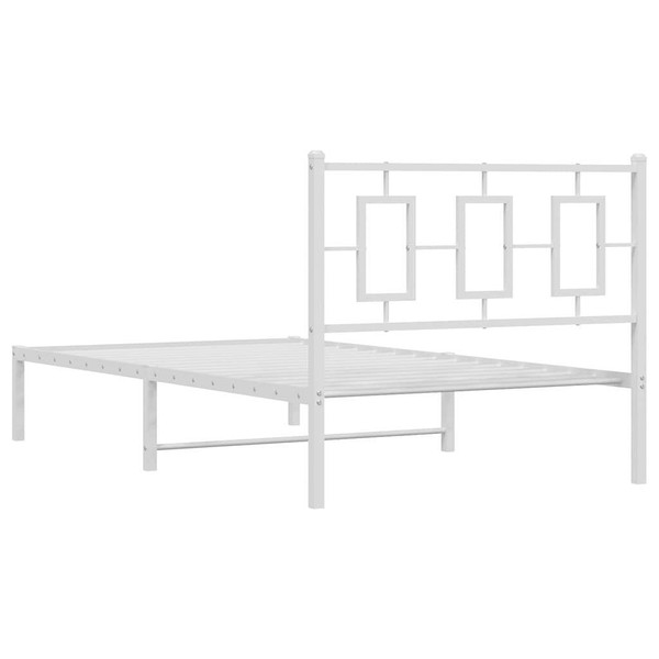 Metal Bed Frame without Mattress with Headboard White 39.4"x78.7 A949-374285