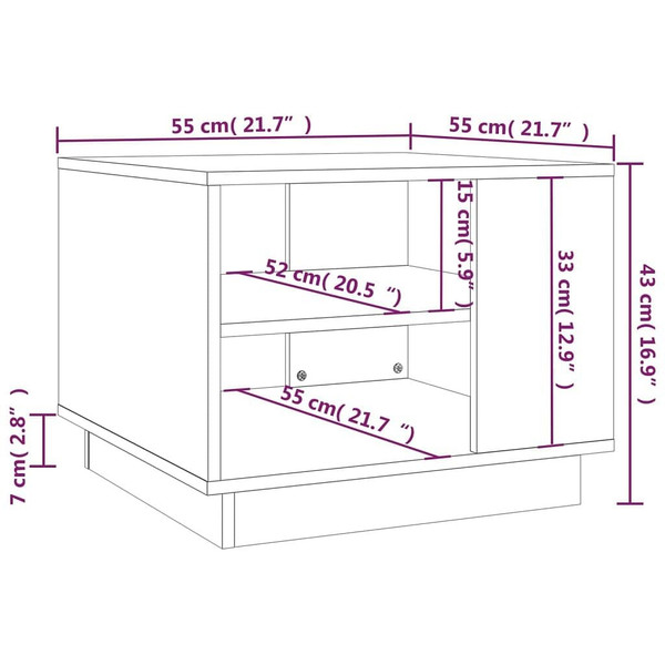 Coffee Table White 21.7"x21.7"x16.9" Engineered Wood A949-810289