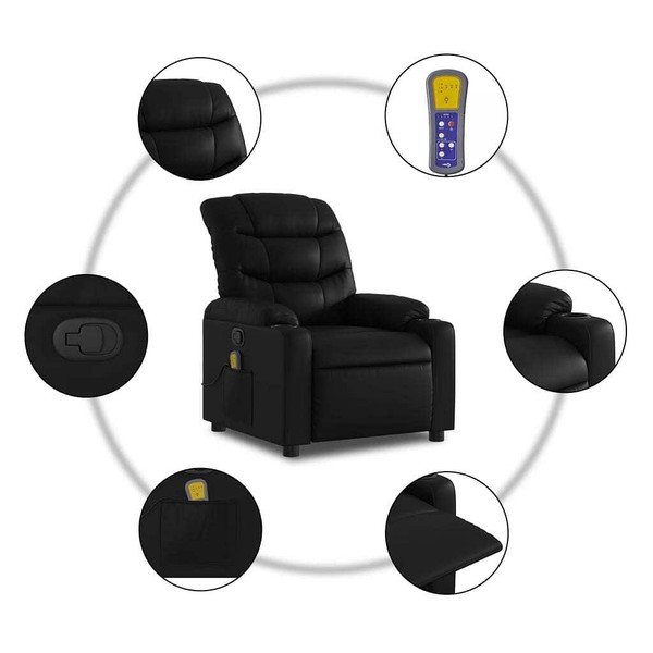 Massage Recliner Chair Black Faux Leather A949-3206847