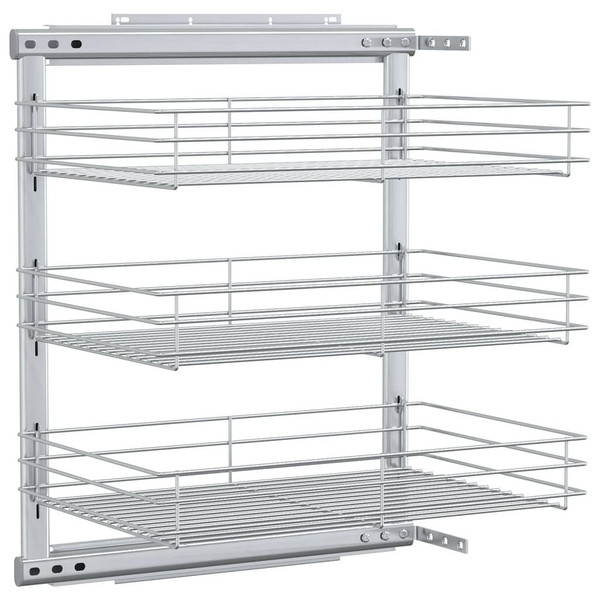 3-Tier Pull-out Kitchen Wire Basket Silver 18.5"x13.8"x22 A949-50970