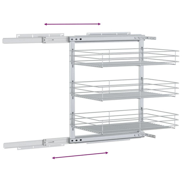 3-Tier Pull-out Kitchen Wire Basket Silver 18.5"x13.8"x22 A949-50970