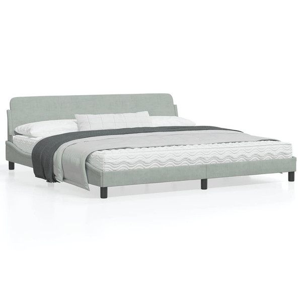 Bed Frame "Dover" Light Gray 76"x79.9" Velvet A949-373299