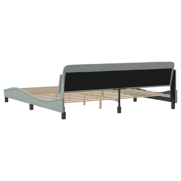 Bed Frame "Dover" Light Gray 76"x79.9" Velvet A949-373299