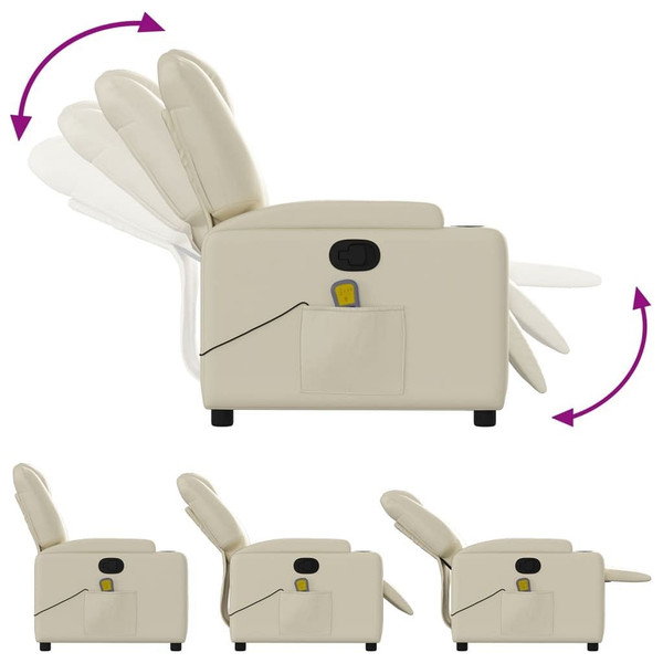 Massage Recliner Chair Cream Faux Leather A949-3205980