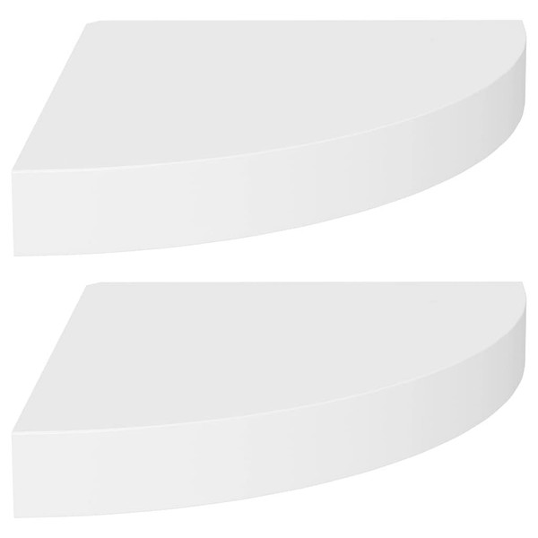 Floating Corner Shelves 2 pcs White 9.8"x9.8"x1.5" MDF A949-323896