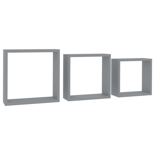 Wall Cube Shelves 3 pcs Gray MDF A949-323951