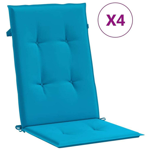 Garden Highback Chair Cushions 4 pcs Blue 47.2"x19.7"x1.2" Fabric A949-43184