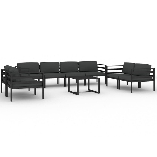 9 Piece Patio Lounge Set with Cushions Aluminum Anthracite A949-3107799