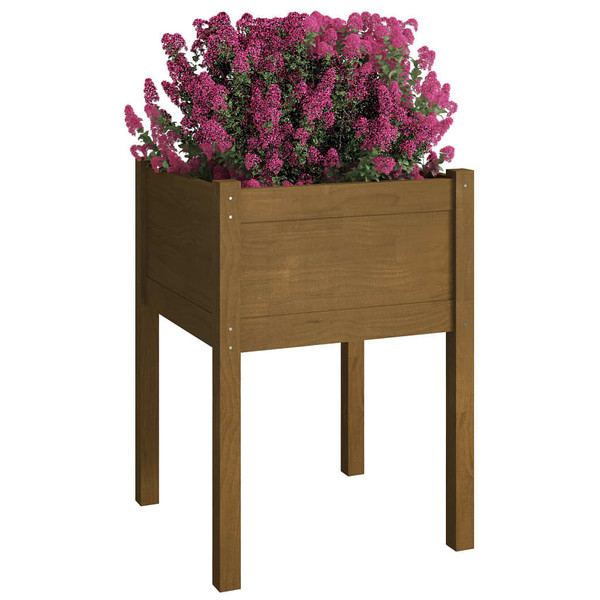 Garden Planter Honey Brown 19.7"x19.7"x27.6" Solid Wood Pine A949-810805